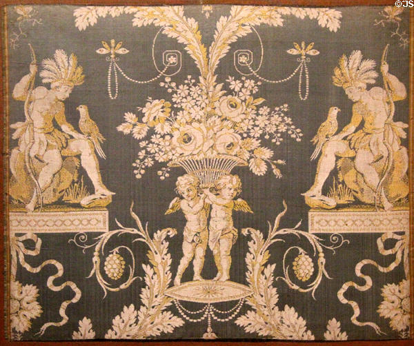 American detail of four continents woven silk hanging (c1784) by Joseph-Gaspard Picard at Musées des Tissus. Lyon, France.