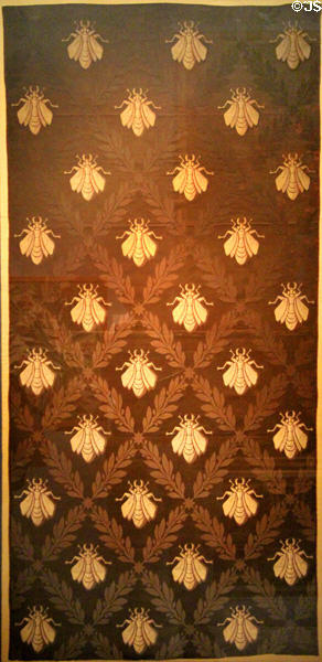 Bee curtain pattern for Napoléon Bonaparte woven silk hanging (1802-6) by Camille Pernon at Musées des Tissus. Lyon, France.
