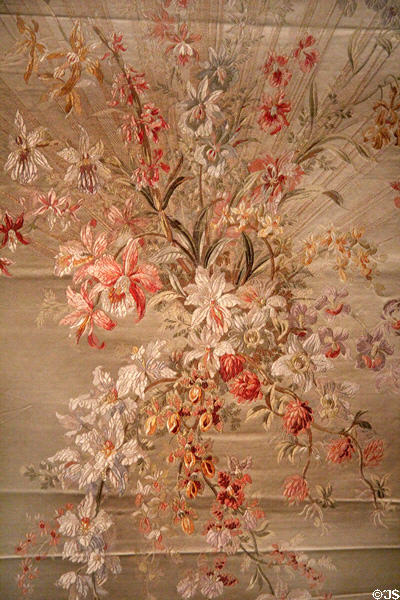 Silk cloth with orchid pattern (1889) by Maison Schulz, Gourdon et Cie shown at l'Exposition universelle de Paris of 1889 at Musées des Tissus. Lyon, France.