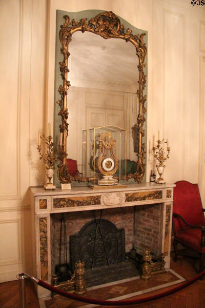 Fireplace mantel with mirror at Musées des Arts Décoratifs. Lyon, France.