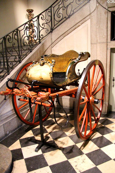 Light open two-wheeled carriage from Netherlands (late 18thC) at Musées des Arts Décoratifs. Lyon, France.