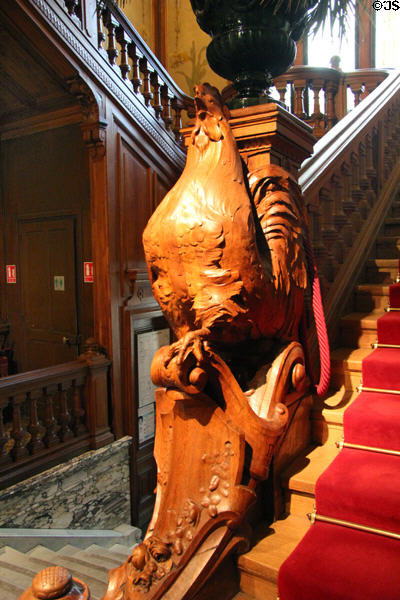 Rooster newel post at Lumière Museum. Lyon, France.