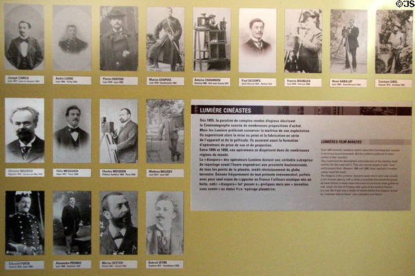 Portraits of Lumière film-makers (1895-onward) who traveled world on behalf of company at Lumière Museum. Lyon, France.