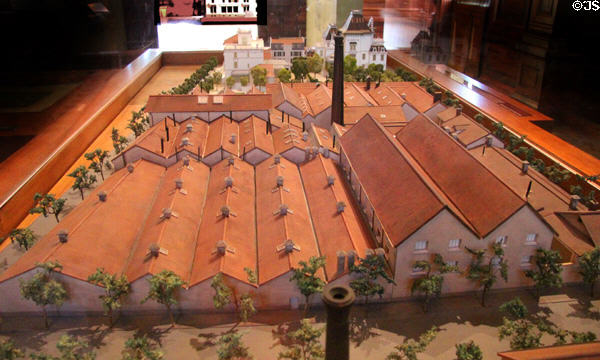 Model of Lumière film factory & studios as standing in 1900 at Lumière Museum. Lyon, France.