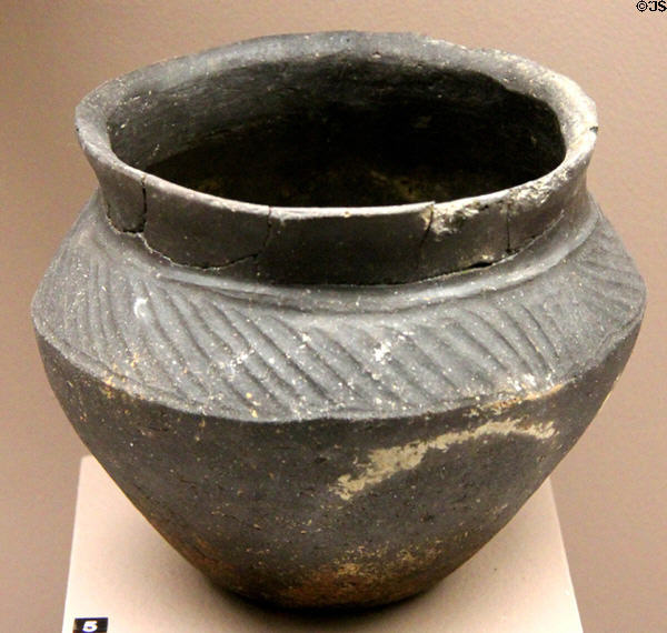 Ceramic cooking pot from final bronze age (1300-700 BCE) near Lyon at Gallo Roman Museum. Lyon, France.