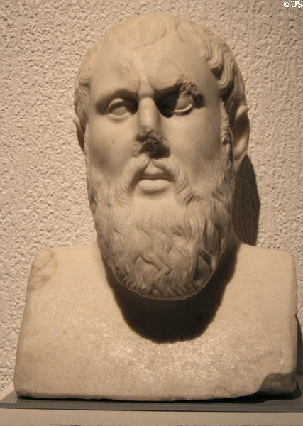 Bust of Greek philosopher Zeno (1stC) at Gallo Roman Museum. Lyon, France.