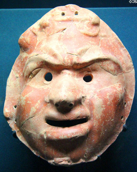 Terra cotta mask (2ndC) at Gallo Roman Museum. Lyon, France.
