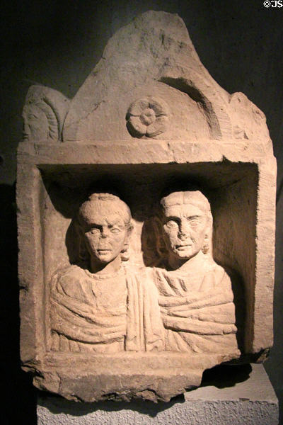 Funerary stele of Lyonese ladies (3rdC) at Gallo Roman Museum. Lyon, France.