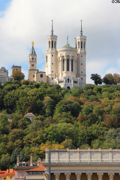 Basilique Notre-Dame de Fourvière atop Fourvière Hill. Lyon, France.