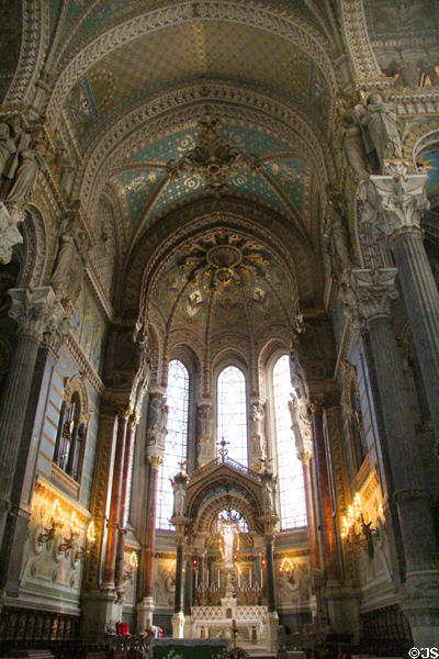 Interior of Basilique Notre-Dame de Fourvière. Lyon, France.