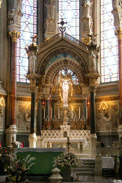 High altar at Basilique Notre-Dame de Fourvière. Lyon, France.