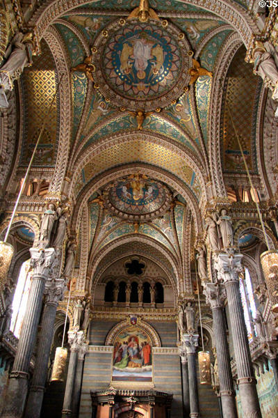 Ceiling vaults at Basilique Notre-Dame de Fourvière. Lyon, France.