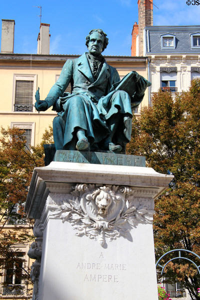 Bonze monument to scientist André-Marie Ampère in Vieux Lyon. Lyon, France.