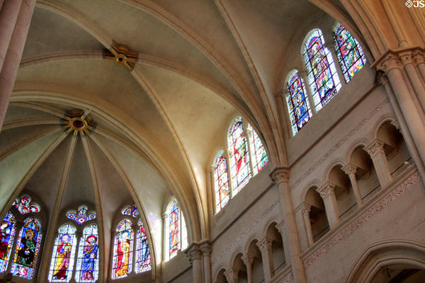 Stained glass windows of St John's Cathedral. Lyon, France.