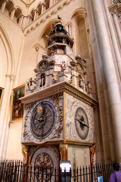 Astronomical clock (with sections 1598, 1660 & 1894) in St John's Cathedral. Lyon, France.