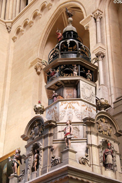 19th C upper sections of astronomical clock in St John's Cathedral. Lyon, France.