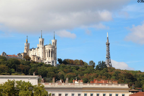 Fourvière Hill seen from Place Bellecoeur. Lyon, France.