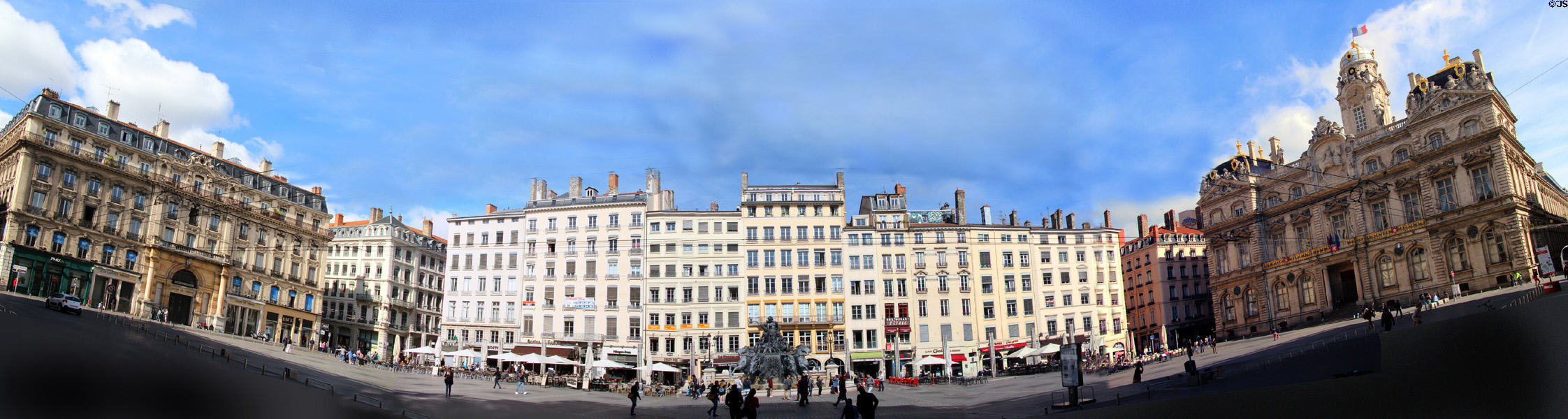 Panorama of Place des Terreaux. Lyon, France.