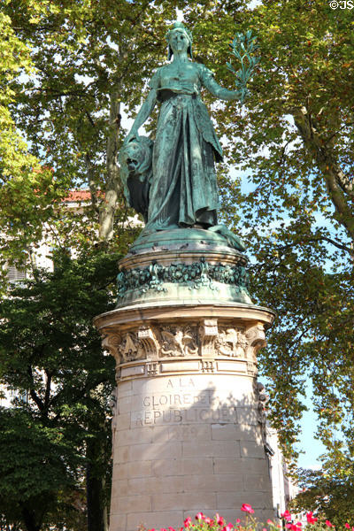 Monument (1889) to glory of French Republic on 100th anniversary by Émile Peynot at Place Carnot. Lyon, France.