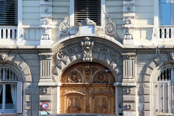 Doorway of residential building on Place Carnot. Lyon, France.