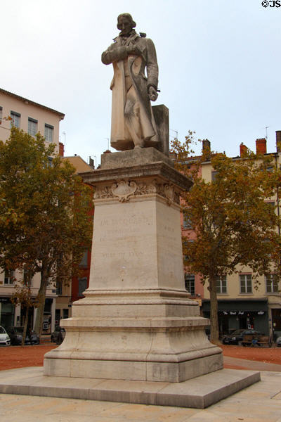 Monument to J.M. Jacquard (1752-1834) inventor of first programmable loom at Place de la Croix-Rousse. Lyon, France.