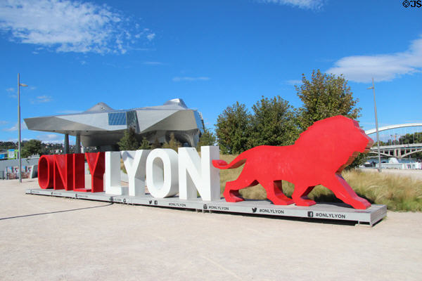 ONLYLYON sign at Musée des Confluences. Lyon, France.