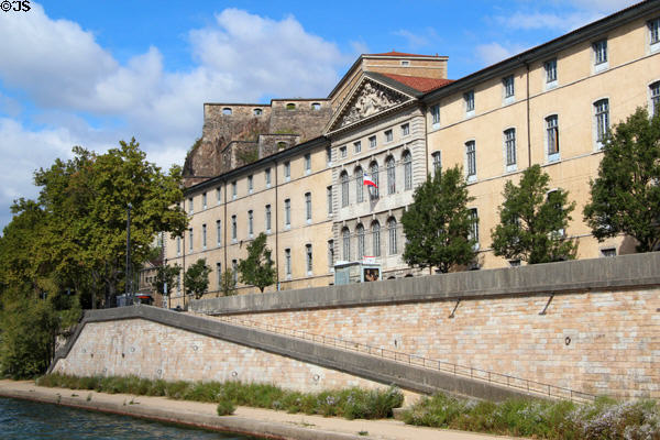 Government cultural offices (6 Quai Saint-Vincent) over Saône River. Lyon, France.