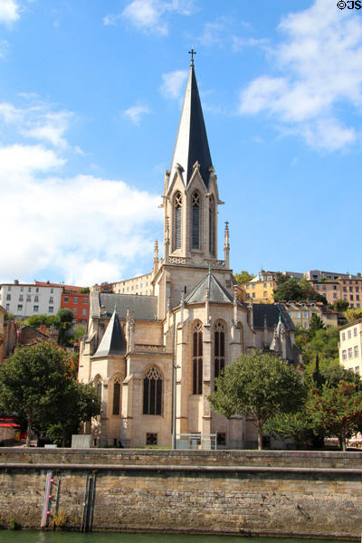 St Georges Catholic church (1848) on Saône River bank. Lyon, France. Style: Gothic Revival. Architect: Pierre Bossan.