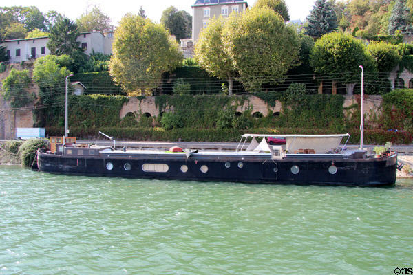 Houseboat on Saône River. Lyon, France.