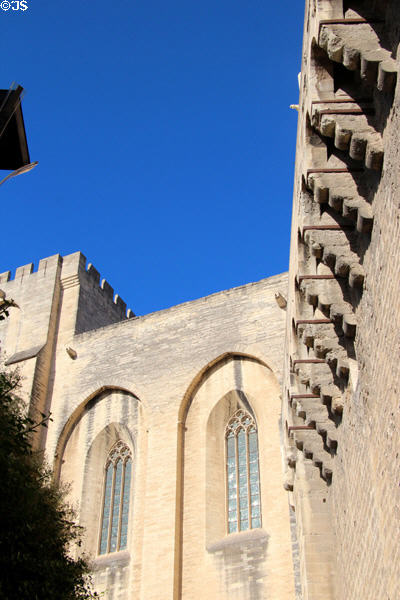 Facade details of Papal Palace. Avignon, France.