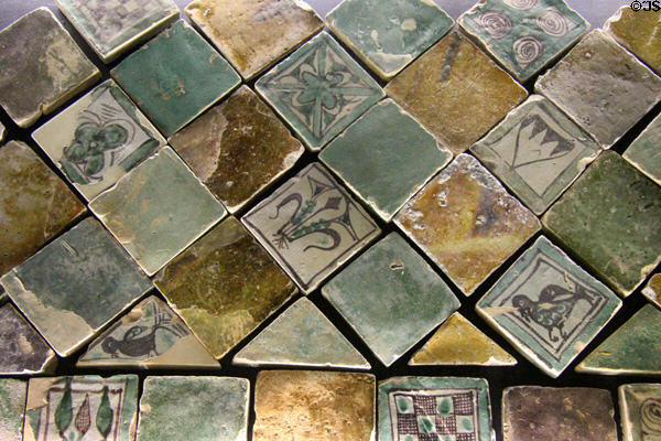 Surviving ceramic floor tiles at Papal Palace. Avignon, France.