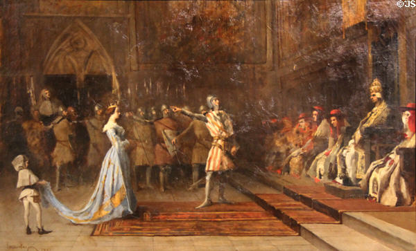 Reception of Queen Joan by Pope Clement VI who then sold Avignon to him painting (1887) by Emile Lagier at Papal Palace. Avignon, France.