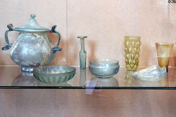 Collection of Roman glass (1st-2ndC) at Papal Palace. Avignon, France.