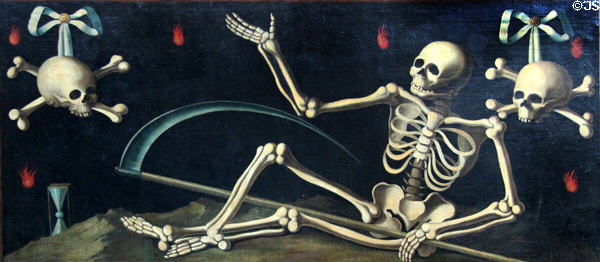 Macabre vanity painting of death (17thC) at Papal Palace. Avignon, France.