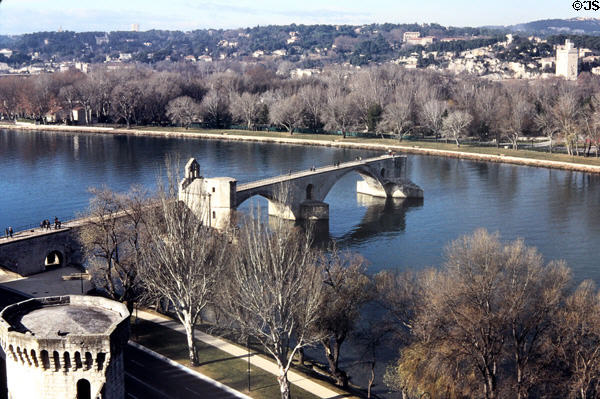 Rhone & Bridge of Avignon. Avignon, France.