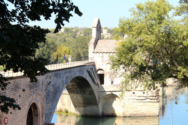 St Bénezet bridge structure (12thC) & St Nicolas chapel (end 14thC). Avignon, France.