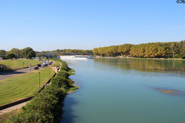 Rhone River seen from bridge of Avignon. Avignon, France.