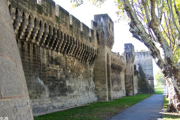 Exterior side of Ramparts of Avignon. Avignon, France.