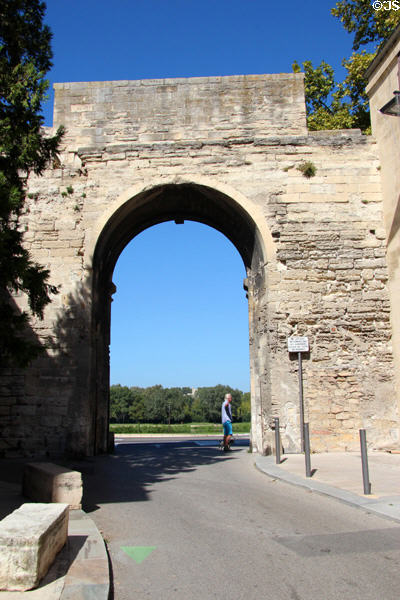 Gate through Ramparts of Avignon to Rhone River. Avignon, France.