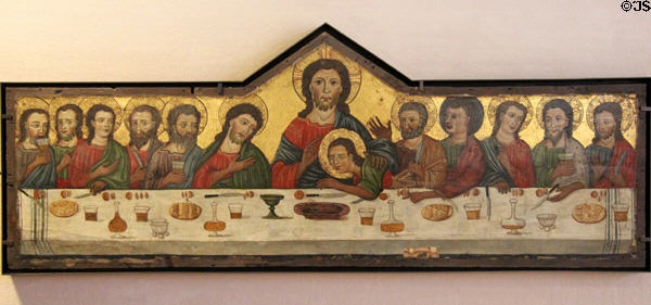 Last supper painting (3rd quarter 13thC) by workshop of Master of Madeleine of Florence at Petit Palais Museum. Avignon, France.