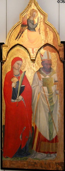 St Lucia & St Blaise painting (1400s) by Bicci di Lorenzo of Florence at Petit Palais Museum. Avignon, France.