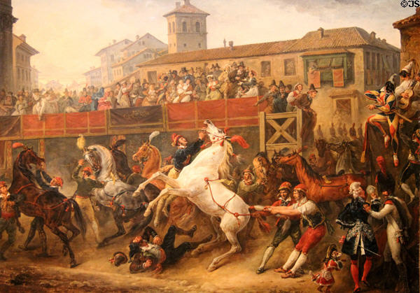Race of unridden horses in Rome painting (1826) by Antoine-Charles-Horace Vernet (aka Carle Vernet) at Calvet Museum. Avignon, France.