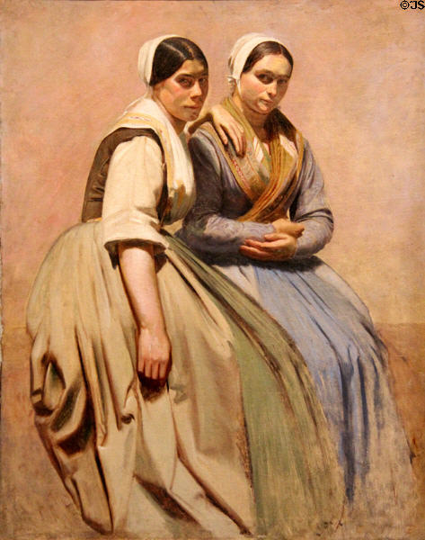 Women from French mountain Comtadines region painting (1905) by Pierre Grivolas of Avignon at Calvet Museum. Avignon, France.