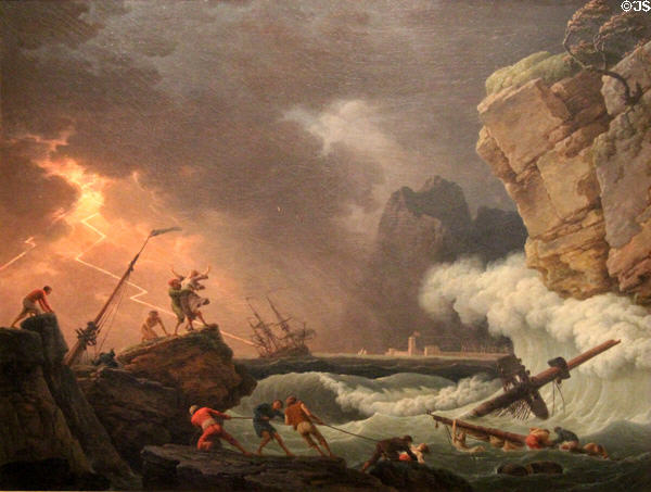 Shipwreck in tempest painting (1788) by Joseph Vernet at Museum Angladon, Jacques Doucet Collection. Avignon, France.