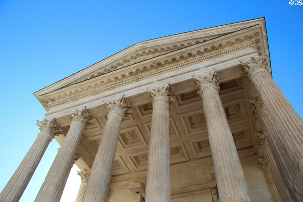 Corinthian columns & pediment of Maison Carrée. Nimes, France.