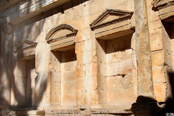 Niches topped with alternating round & triangular pediments at Temple of Diana. Nimes, France.