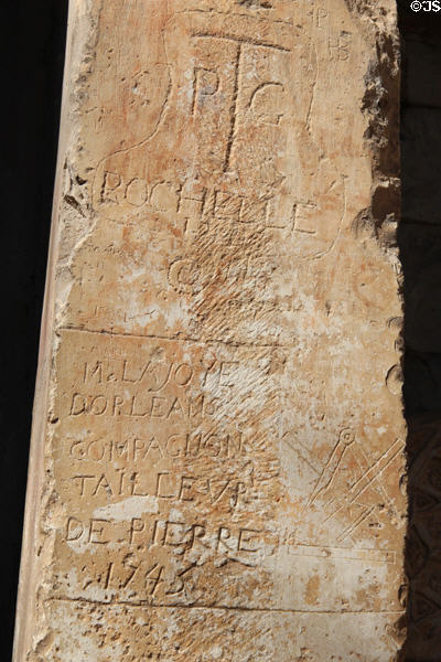 Visitor graffiti dating to 1745 & older at Temple of Diana. Nimes, France.