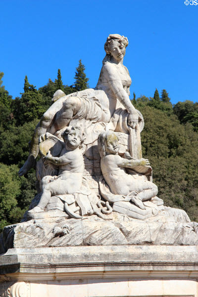 Fountain statues at Jardin de la Fontaine. Nimes, France.