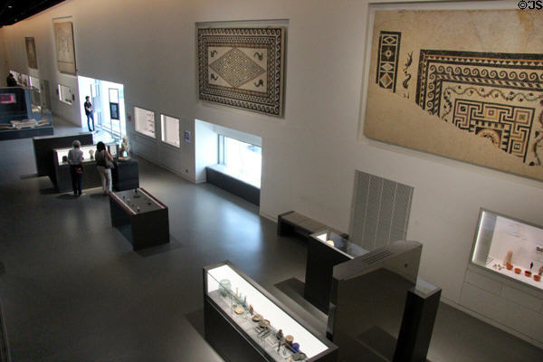 Gallery of mosaic tiles at Musée de la Romanité. Nimes, France.