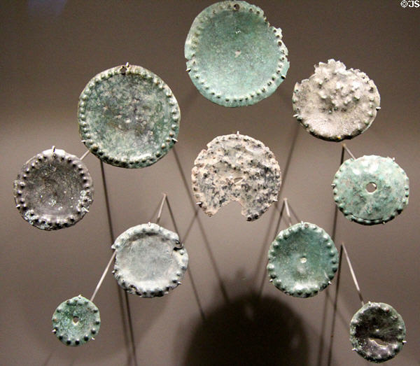 Bronze disks (6thC BCE) tools probably for rituals at Musée de la Romanité. Nimes, France.